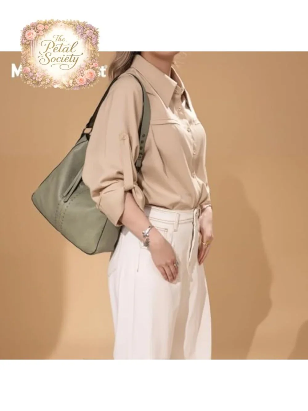 PU Leather Hobo Crossbody Bag with Stud Accents, Convertible Shoulder Purse
